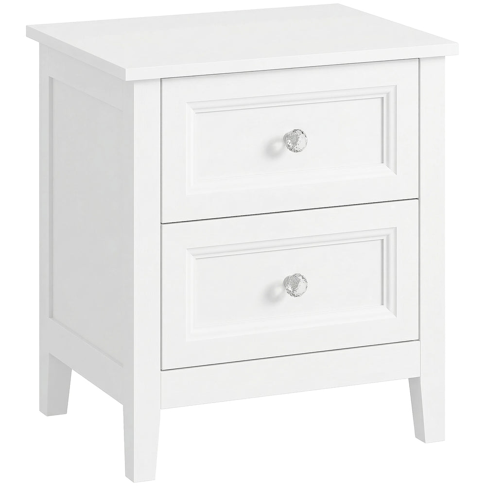 HOMCOM Nightstand with 2 Drawers Modern Bedside Table for Bedroom Living Room White