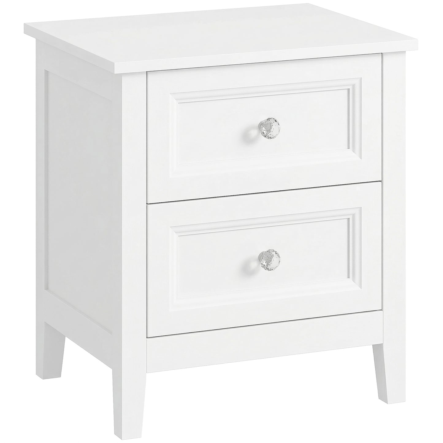 HOMCOM Nightstand with 2 Drawers Modern Bedside Table for Bedroom Living Room White