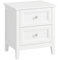 HOMCOM Nightstand with 2 Drawers Modern Bedside Table for Bedroom Living Room White