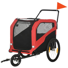 PawHut 2 in 1 Dog Bike Trailer Pet Stroller for Large Dogs with Hitch, 20