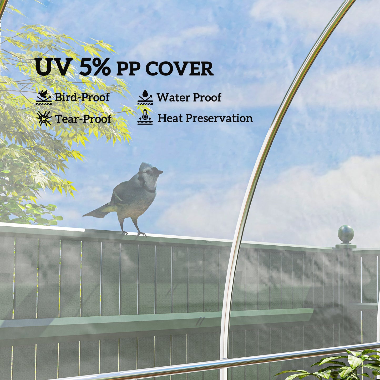 Outsunny 6 X 10m Heavy Duty (150um/6mil) Polypropylene Greenhouse Cover Replacement, UV Resistant Waterproof Plastic Polytunnel Cover, Clear