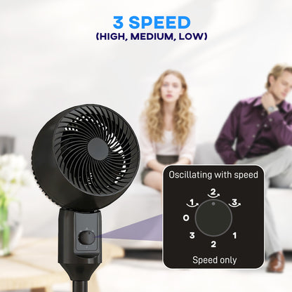 HOMCOM Air Circulator Fan Pedestal Cooling Fan with 3 Speed and Carry Handle, 9 Inch, Black
