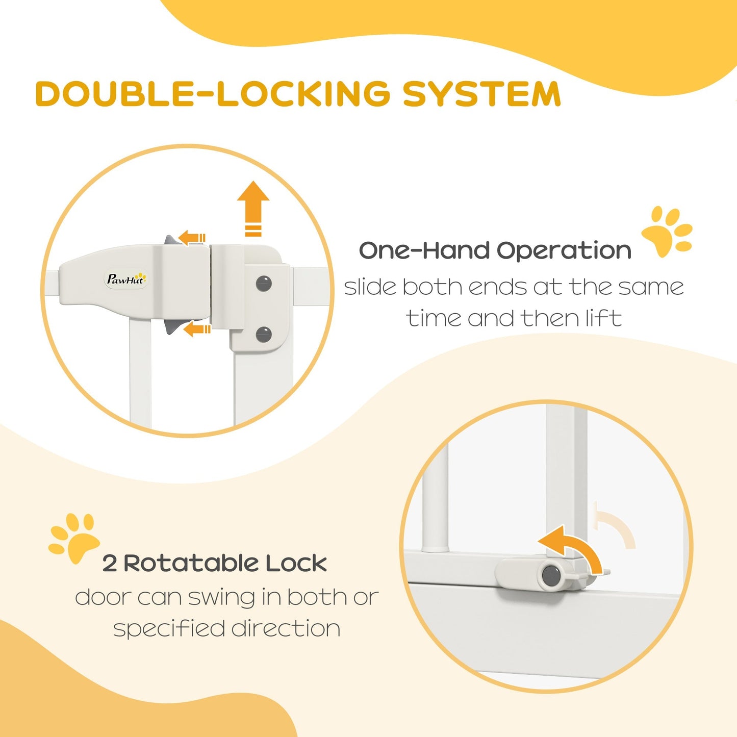 PawHut Metal 74-100cm Adjustable Pet Gate Safety Barrier w/ Auto-Close Door White