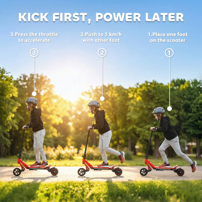 SPORTNOW Electric Scooter for Kids, Foldable E Scooter for Age Age 6+ with LED Display, RGB lights, Up to 16km/h, Red