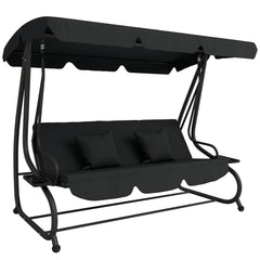 Outsunny Three-Person garden Swing Chair, with Adjustable Canopy - Black