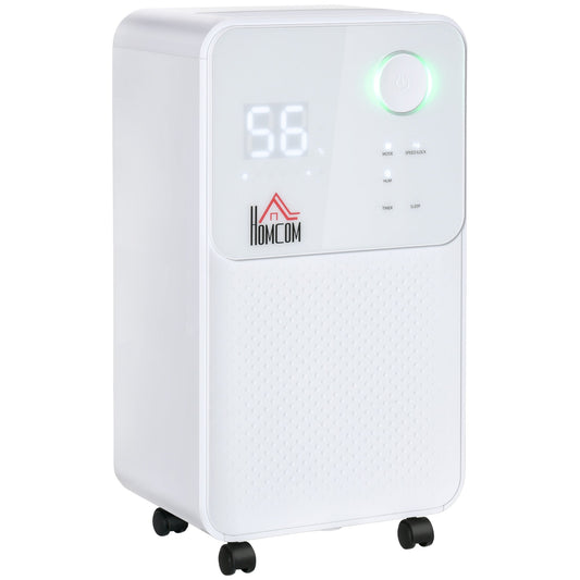 HOMCOM 12L/Day Dehumidifier for Home, Laundry Room, Bedroom, Basement, Electric Moisture Air De-Humidifier with 4 Modes, Continuous Drainage, 24H Timer, Digital Humidity Display