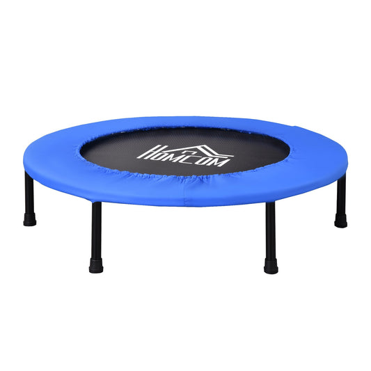 HOMCOM a91 Mini Fitness Trampoline Home Gym Yoga Exercise Rebounder Indoor Outdoor Jumper with Safety Pad, Support Up to 100 KG, Blue and Black