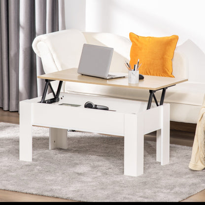 Lift Top Coffee Table with Hidden Storage Compartment, Lift Tabletop Pop-Up Centre Table for Living Room