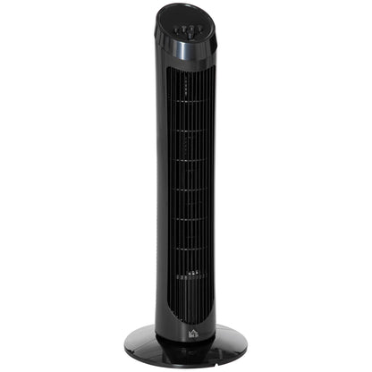 HOMCOM Tower Fan for Bedroom Cooling, 30 Inch Electric 70 Oscillating Fan with 3 Speed Settings, Standing Floor Fan for Home Office Indoor, Black