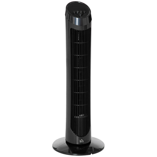 HOMCOM Tower Fan for Bedroom Cooling, 30 Inch Electric 70 Oscillating Fan with 3 Speed Settings, Standing Floor Fan for Home Office Indoor, Black