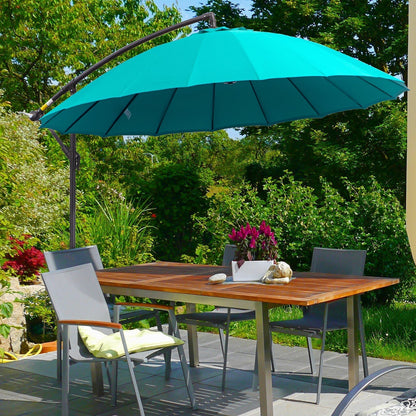 Outsunny 3(m) Cantilever Umbrella 18 Ribs & Vents Adjustable Angle for Patio Green