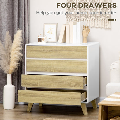 HOMCOM Chest of Four Drawers - Wood-Effect/White