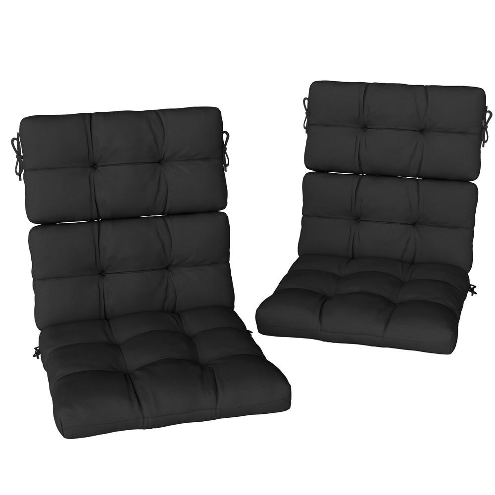 Outsunny 2-Piece Seat Cushion Replacement with Backrest, Garden Patio Chair Cushions Set with Ties, Black