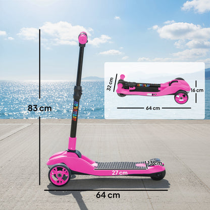 AIYAPLAY Three-Wheel Foldable Electric Scooter for Kids Aged 6-10 Years, Pink