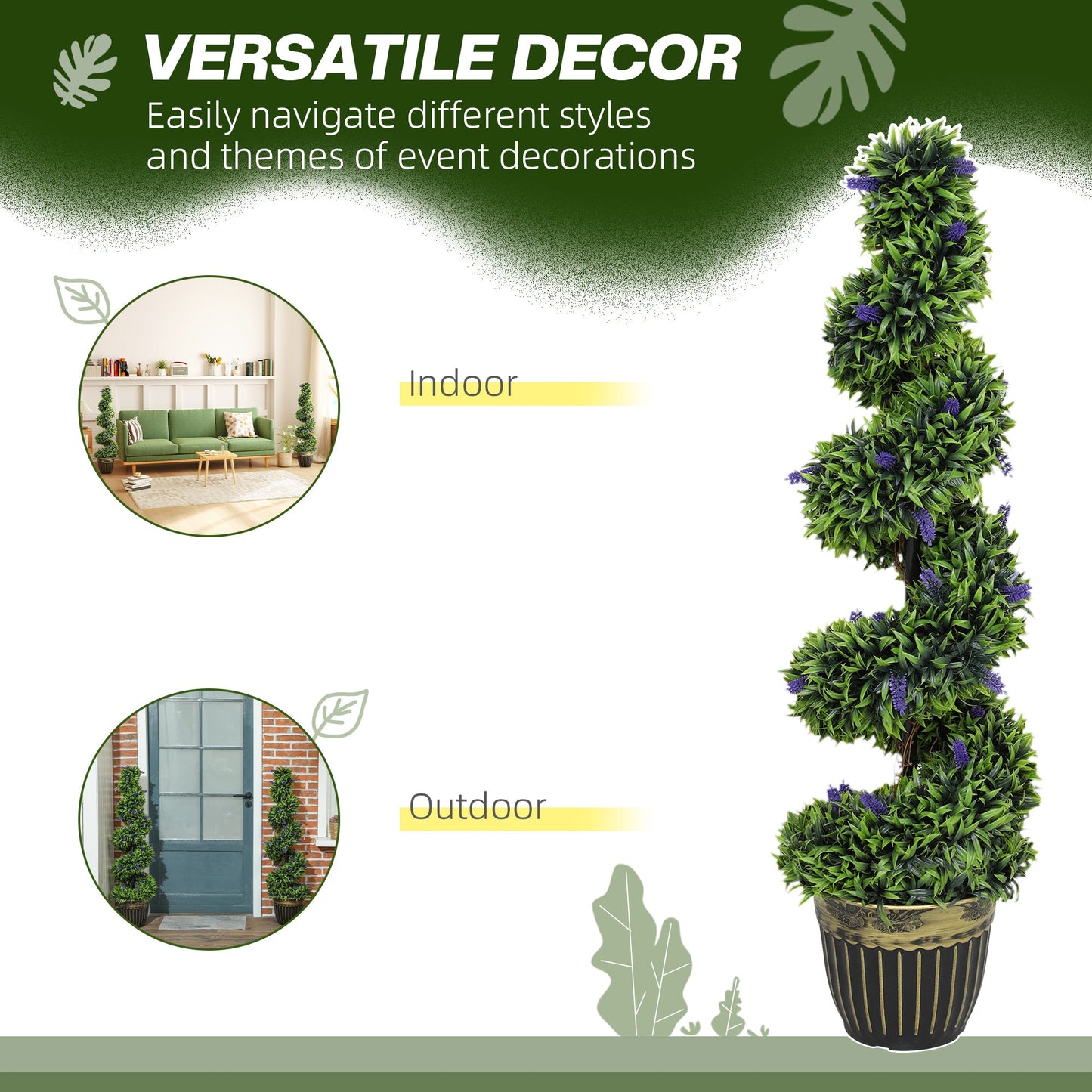 HOMCOM Set of Two 115cm Artificial Lavender Trees