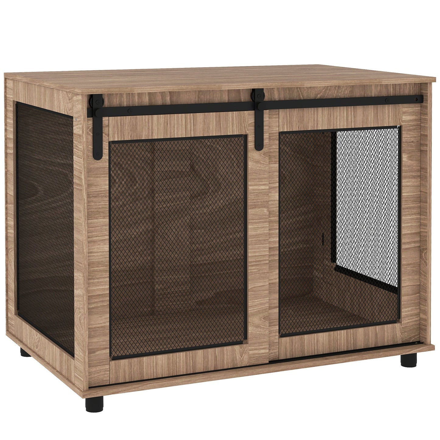 PawHut Dog Crate Furniture with Sliding Door for Large Dogs, Walnut Brown