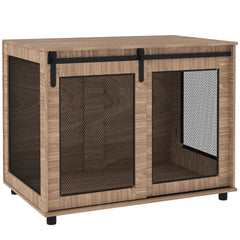 PawHut Dog Crate Furniture with Sliding Door for Large Dogs, Walnut Brown
