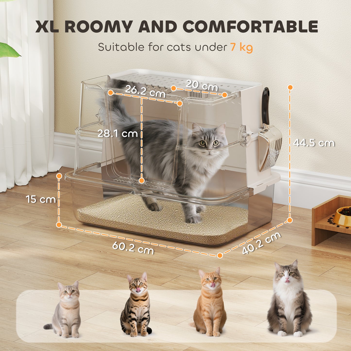 PawHut XL Stainless Steel Litter Box w/ 100Â° Flip Top, Scoop, Side Top Dual Entry, Odor Free, Easy Cleaning, Anti Leakage