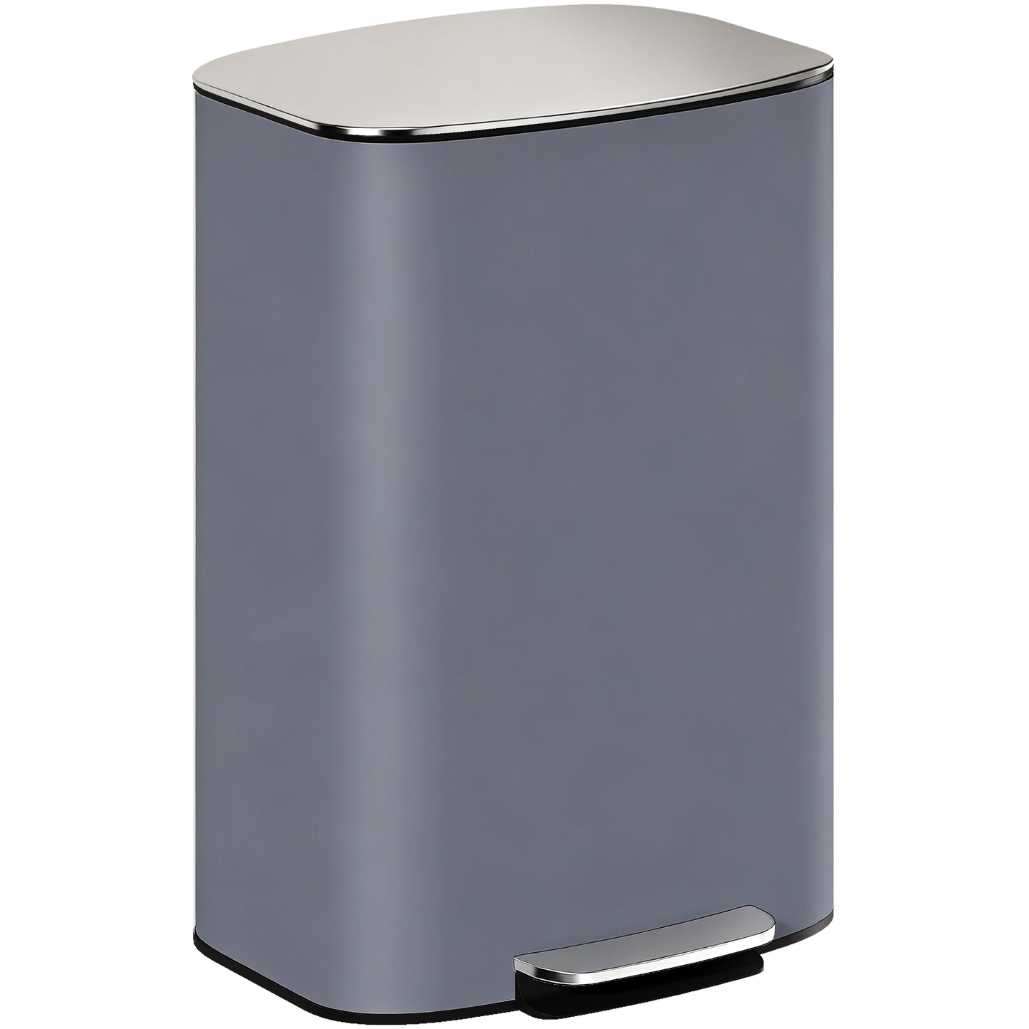 HOMCOM 50L Kitchen Bin with Soft-Close Lid and Stay-Open Function, Stainless Steel Pedal Bin with Removable Inner Bucket, Carry Handle for Kitchen, Office, Home, Grey