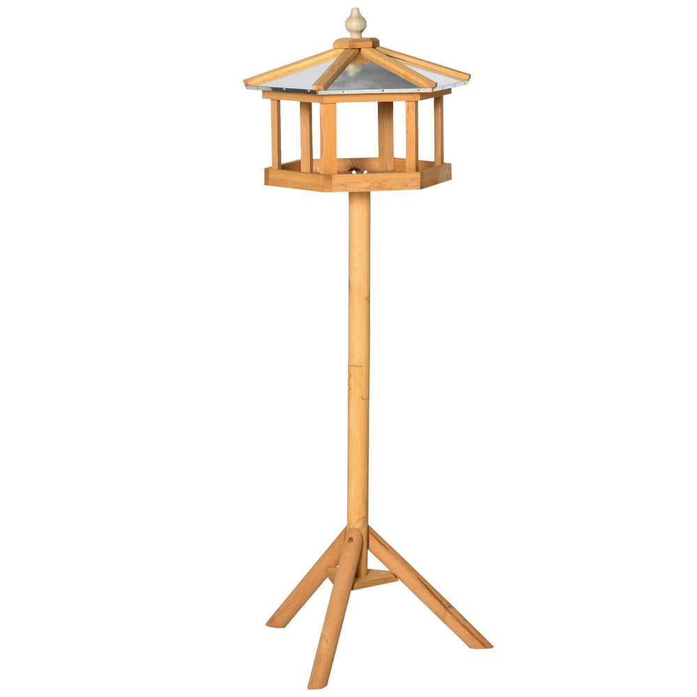 PawHut Wooden Bird Table Free Standing Feeder Garden Sheltered Feeding Station Parrot Stand Birdhouse a40x113cm