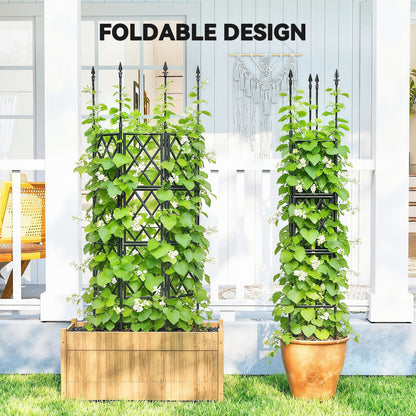 Outsunny Foldable Garden Trellis, Lattice Climbing Support Trellis for Garden, DIY Assembly, 85 x 197 cm, Black