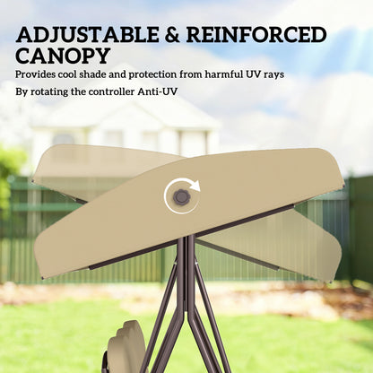 Outsunny Three-Seater Garden Swing Chair - Brown