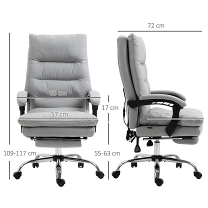 Vinsetto Office Chair with Footrest, Double Padding Ergonomic Desk Chair with 6-Point Vibration Massage and Back Heating, Microfibre Fabric with 135  Reclining Back, Grey