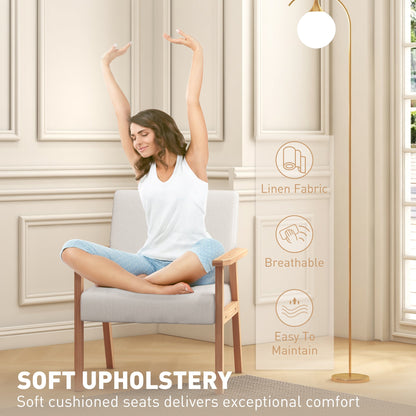 HOMCOM Modern Armchair, Linen Upholstered Sofa with Solid Wood Legs and Wide Seat, Accent Chair for Living Room Bedroom Office, Cream White