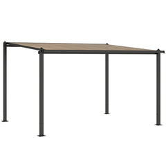 Outsunny 3.6 x 3 m Lean to Garden Pergola with PC Roof, Aluminium Frame Hardtop Gazebo Pergola with Drainage Gutters, Dark Grey