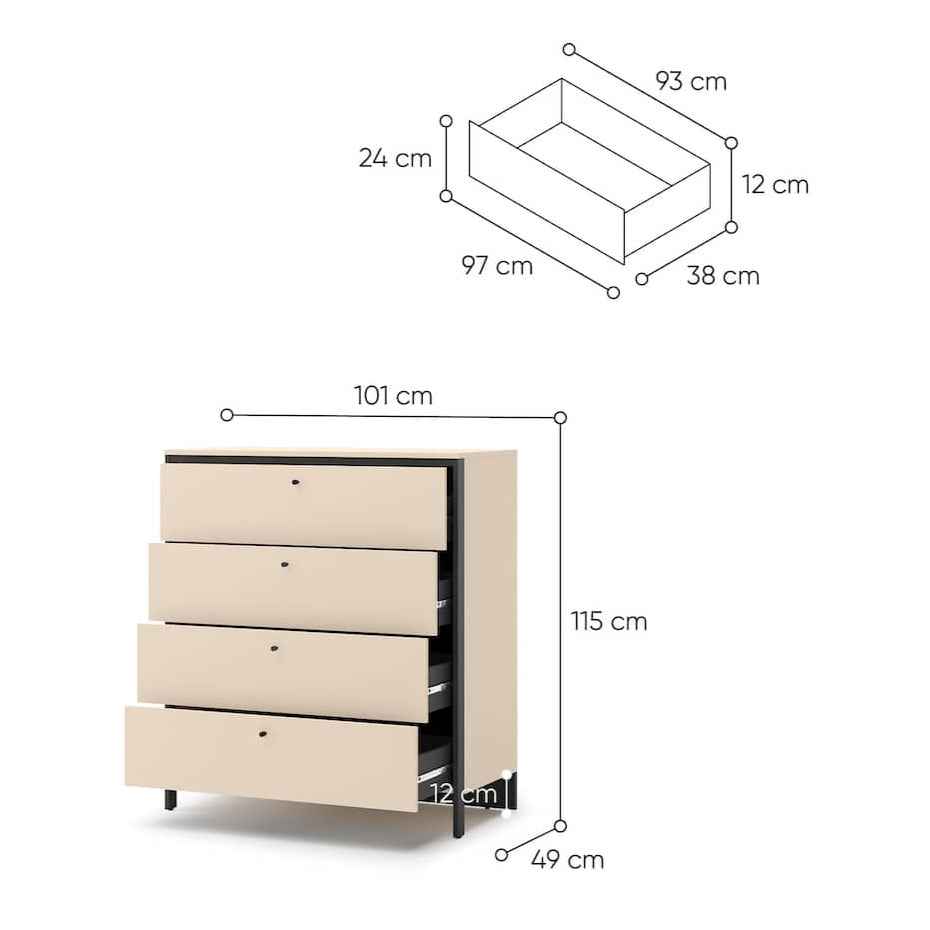 Enna EN-03 Chest Of Drawers 101cm