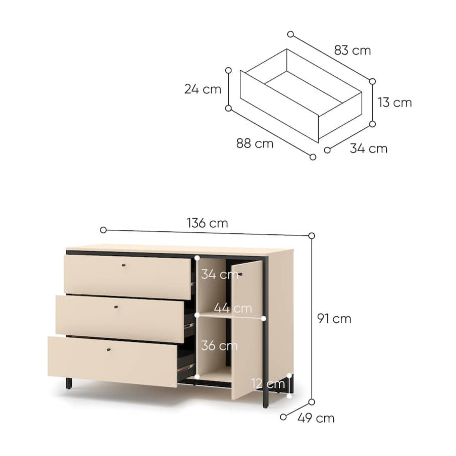 Enna EN-04 Chest Of Drawers 136cm