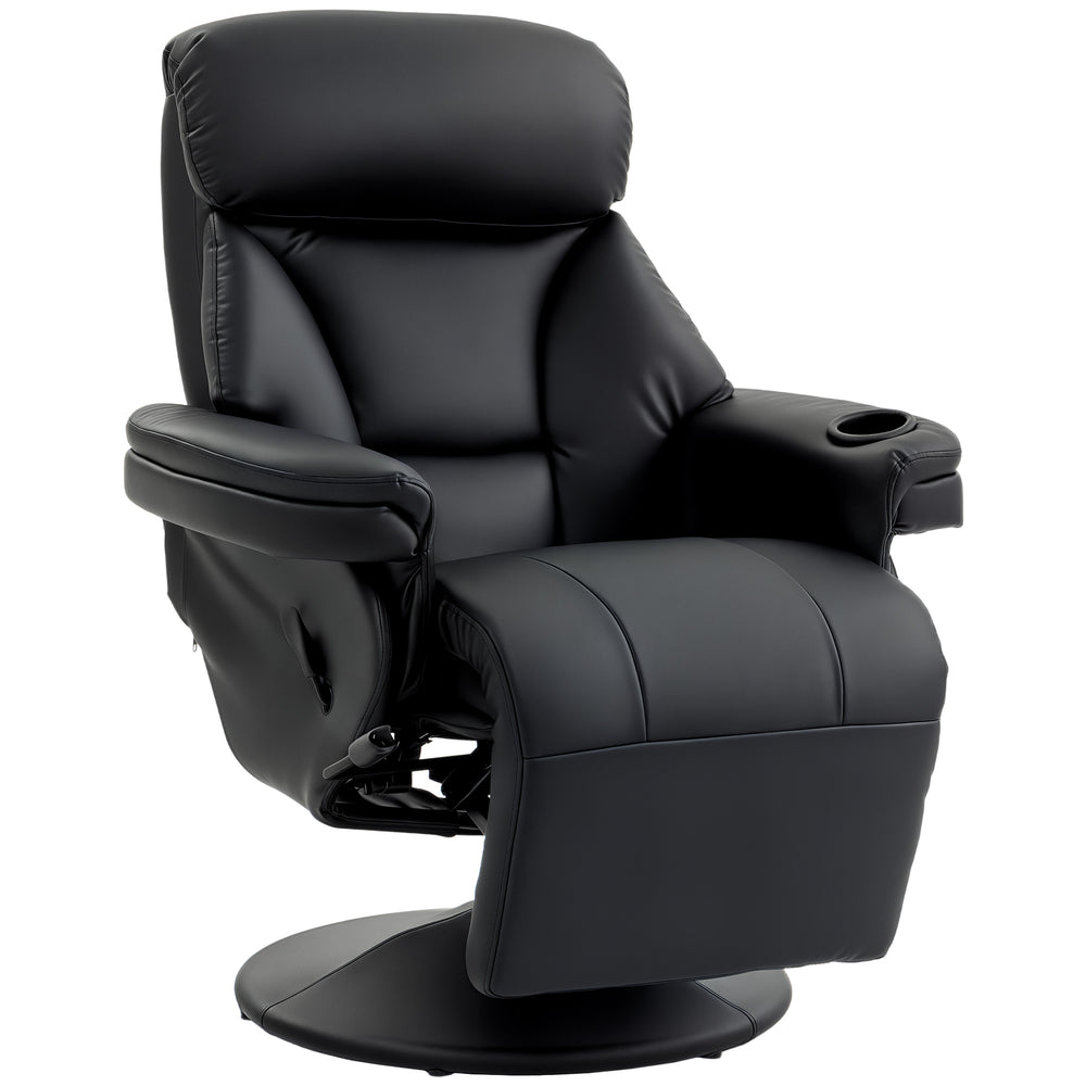 HOMCOM Upholstered Reclining Armchair, Manual Recliner Chair with Footrest and Adjustable Backrest, Black
