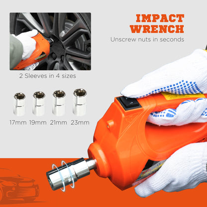 DURHAND 5 Ton Electric Car Jack Kit with 12V Auto Car Floor Jack, Impact Wrench, 15.5-45cm Tyre Lift Emergency Tyre Repair Kit with Case for Cars, SUVs, Sedans, MPVs