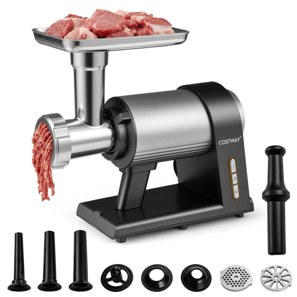 Electric Meat Grinder 2000W Sausage Stuffer Maker with 3 Sausage Tubes and 3 Grinding Plates-Silver