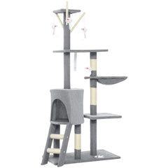 PawHut Multi-Level Cat Tower, 134cm Cat Tree with Condo and Sisal Scratching Posts for Indoor Kittens, Grey
