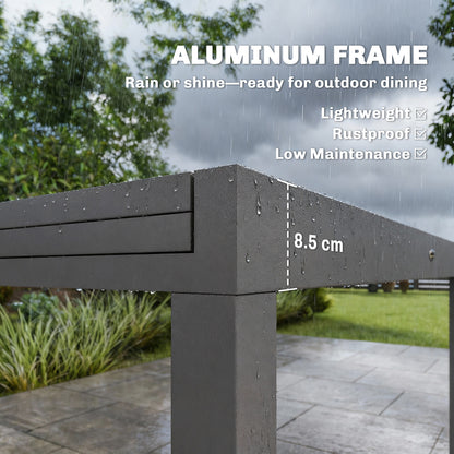 Outsunny Extending Garden Table for 6-10, Aluminium Outdoor Dining Table with Tempered Glass Top, Grey
