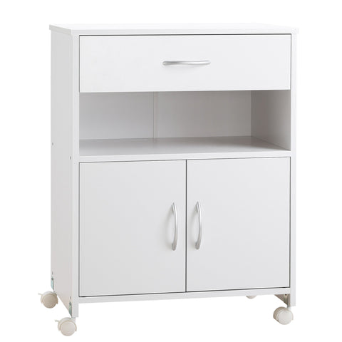 Vinsetto Printer Stand Mobile Printer Cabinet with Storage, Open Shelf, Drawer for Home Office, 60cm x 39cm x 80cm, White