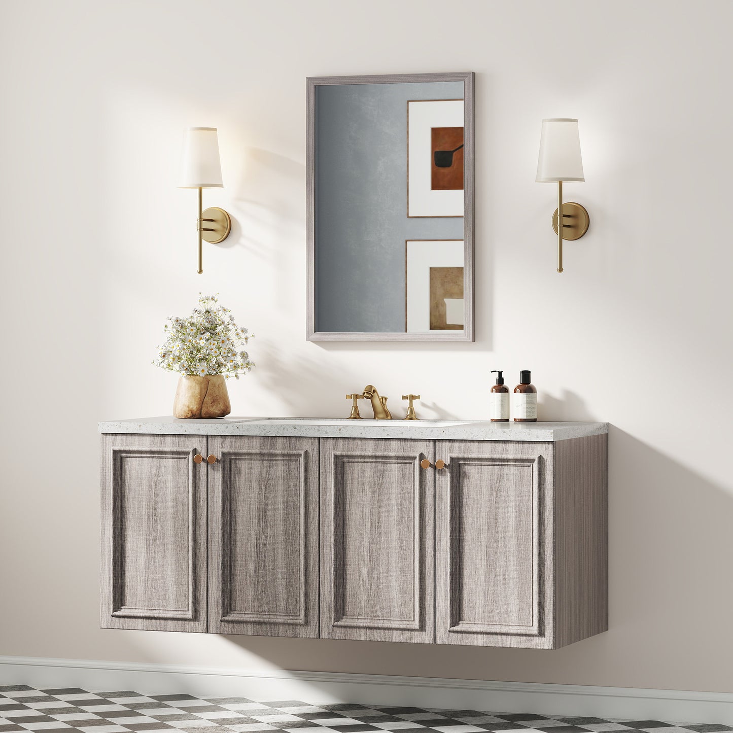 HOMCOM Wall Bathroom Mirror, 40 x 60 cm Wall-Mounted Mirror for Living Room, Bedroom, Hallway, Grey