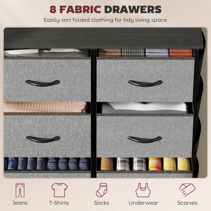 HOMCOM Chest of Eight Fabric Drawers - Charcoal Grey