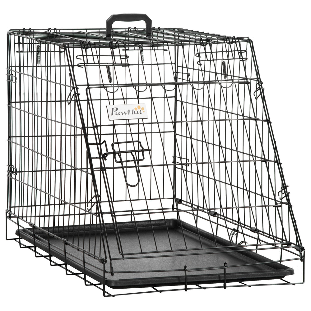Pawhut Trapeze Collapsible Dog Pet Travel Box Cage Removable Tray 78 x 47 x 55cm