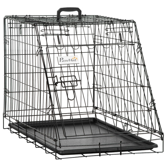 Pawhut Trapeze Collapsible Dog Pet Travel Box Cage Removable Tray 78 x 47 x 55cm