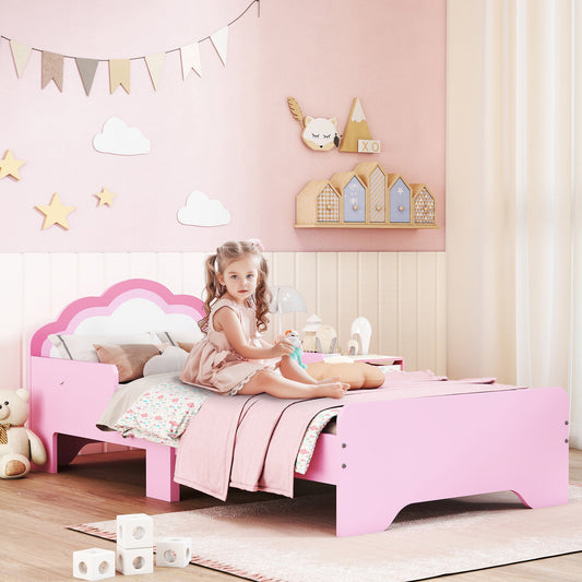 ZONEKIZ Toddler Bed Frame, Princess Bed for Kids, Cloud-Design, 143 x 74 x 55cm - Pink