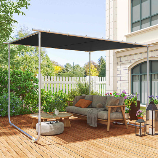 Outsunny 3 x 3(m) Mobile Pergola Kit, Portable Garden Gazebo with Wheels & UV-Resistant Canopy, Dark Grey