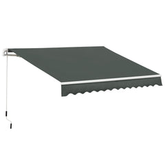 Outsunny 3.5M x 2.5M Manual Awning Canopy Retractable Sun Shade Shelter for Garden Patio