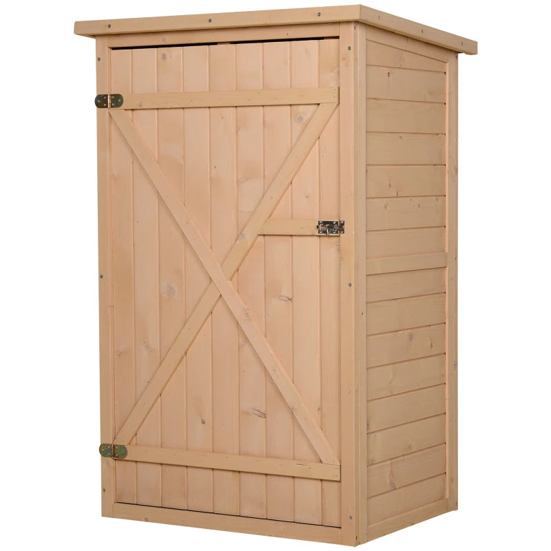 Outsunny 1.8 x 2.4ft Small Fir Wood Garden Storage Shed with Shelves