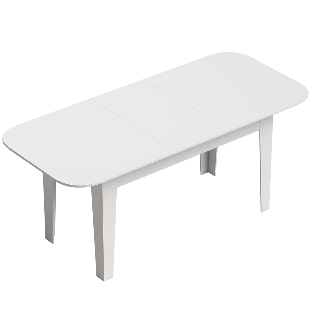 HOMCOM Extendable Oval Dining Table for 4-6, Modern Expandable Kitchen Table, Round Edges, White