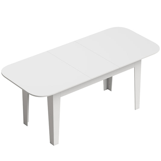 HOMCOM Extendable Oval Dining Table for 4-6, Modern Expandable Kitchen Table, Round Edges, White