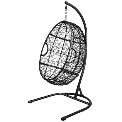 Egg Swing Chair with Stand and Ultraviolet-Resistant Seat Cushion-Grey