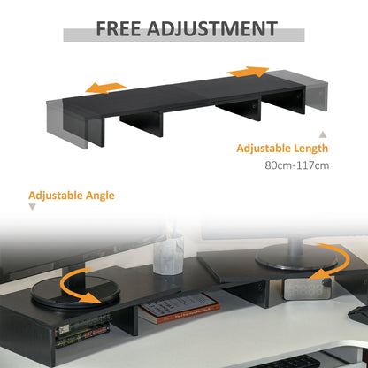 Vinsetto Dual Monitor Stand Riser with Adjustable Length and Angle, Screen Riser for Laptop, Computer, PC, Printer, TV, Black Two Laptop Max