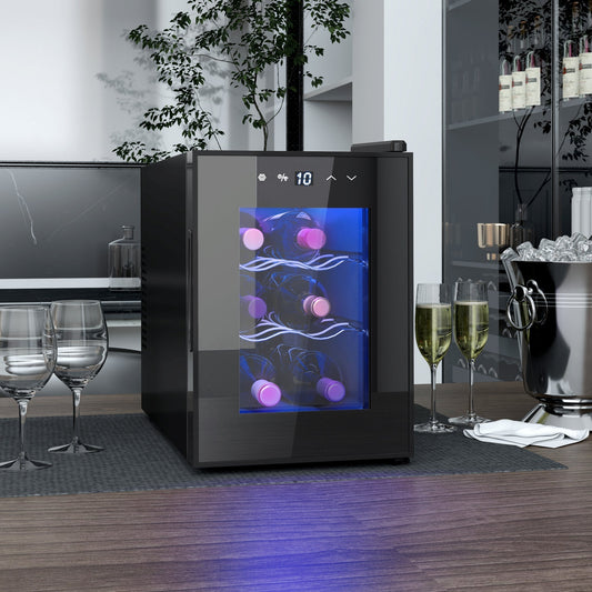 HOMCOM Six Bottle 8-18 degrees C Countertop Wine Fridge - Black